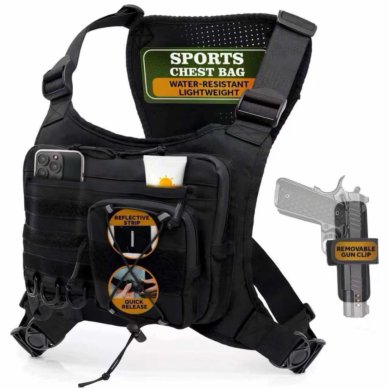 Outdoor Travel Multifunctional Chest Bag, Outdoor Adventure Tactical Chest Bag, Camouflage Running Sports Chest Bag, Men's Chest Bag
