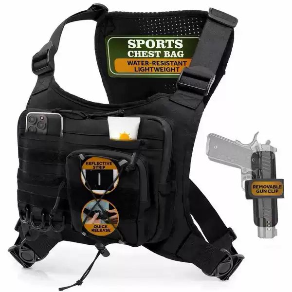 Outdoor Travel Multifunctional Chest Bag, Outdoor Adventure Tactical Chest Bag, Camouflage Running Sports Chest Bag, Men's Chest Bag
