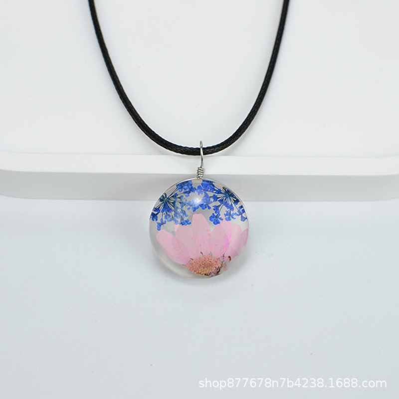 짙은 네이비 레이스 + 핑크 크리스탈 국화