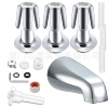 Electroplated 3 handles (with base) + pull-free faucet