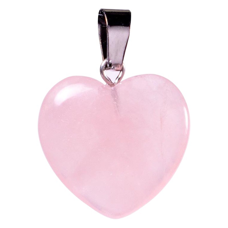 Street Stall Supply Natural Rose Quartz Agate Heart-Shaped Pendant Peach Heart Necklace Pendant Men's and Women's Jewelry Wholesale Heart Accessories