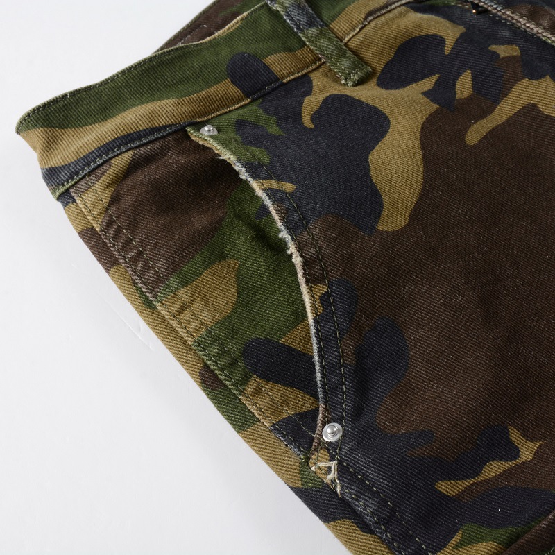 Men's Clothing high street ins same style washed and distressed multi pocket style youth slim camouflage skinny pants jeans_voghion.com