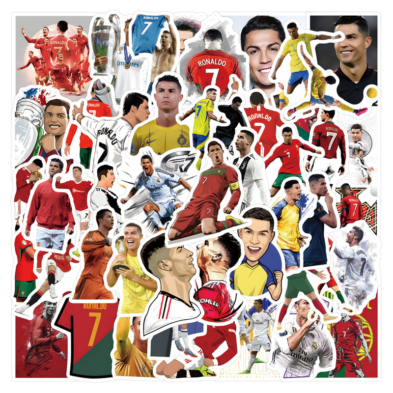 50 Pieces of Graffiti Stickers of the World Football Player of the Year, Cristiano Ronaldo, for DIY Personalized Luggage, Notebooks, and Water Bottles