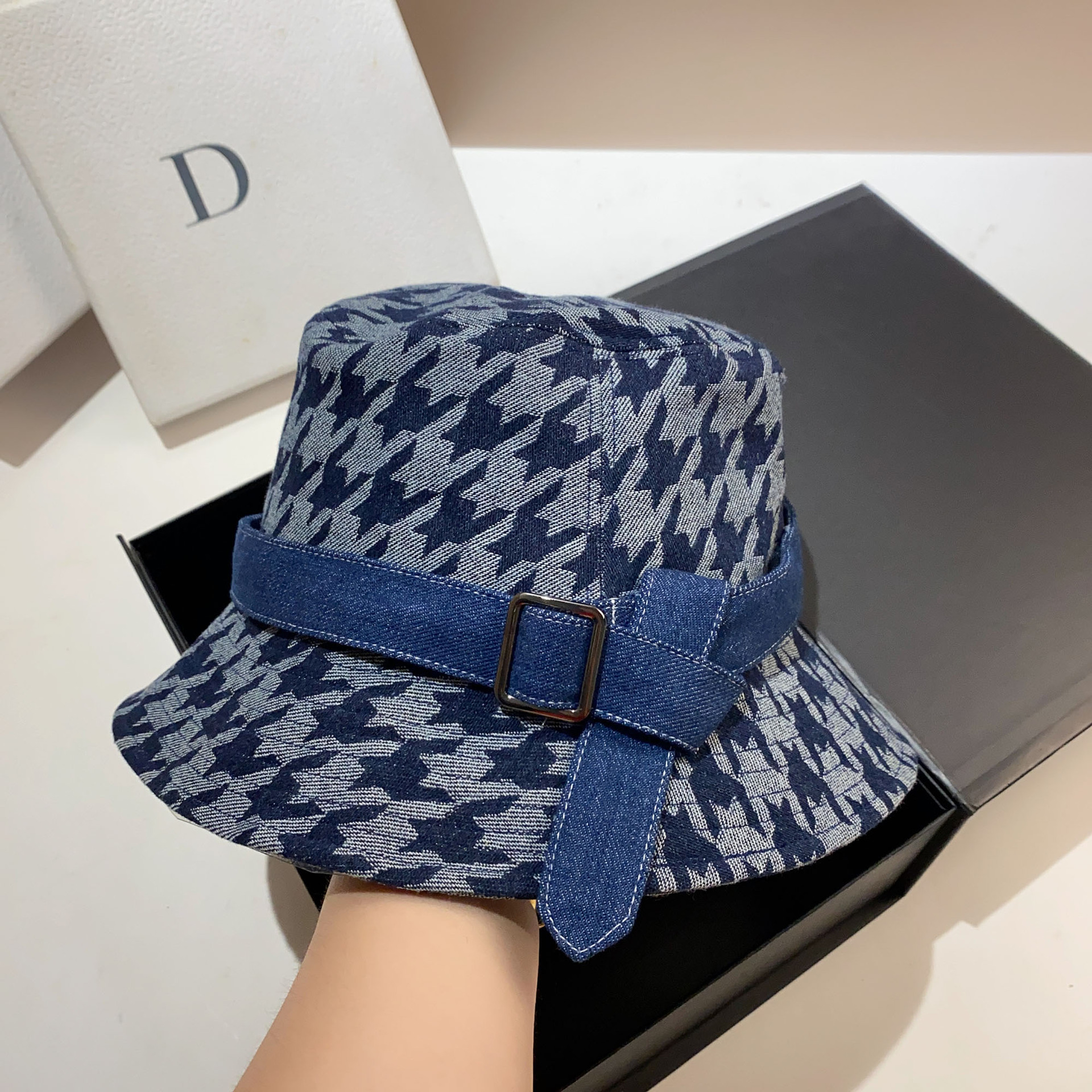 Cappello da pescatore retrò con griglia a forma di mille uccelli, da donna, per primavera e autunno, alla moda, casual, da esterno, di medie dimensioni e spesso_voghion.com