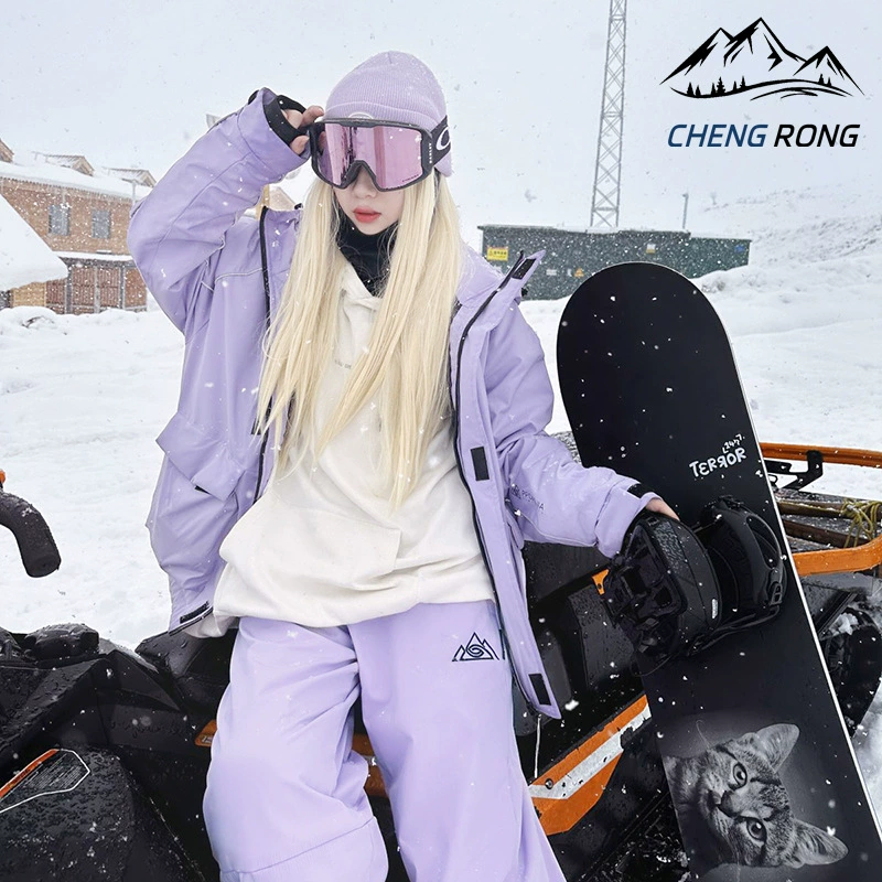 2024 зимняя водонепроницаемая молния липучка лыжная одежда для отдыха на открытом воздухе спорт большой размер плюс бархатная теплая пара набор