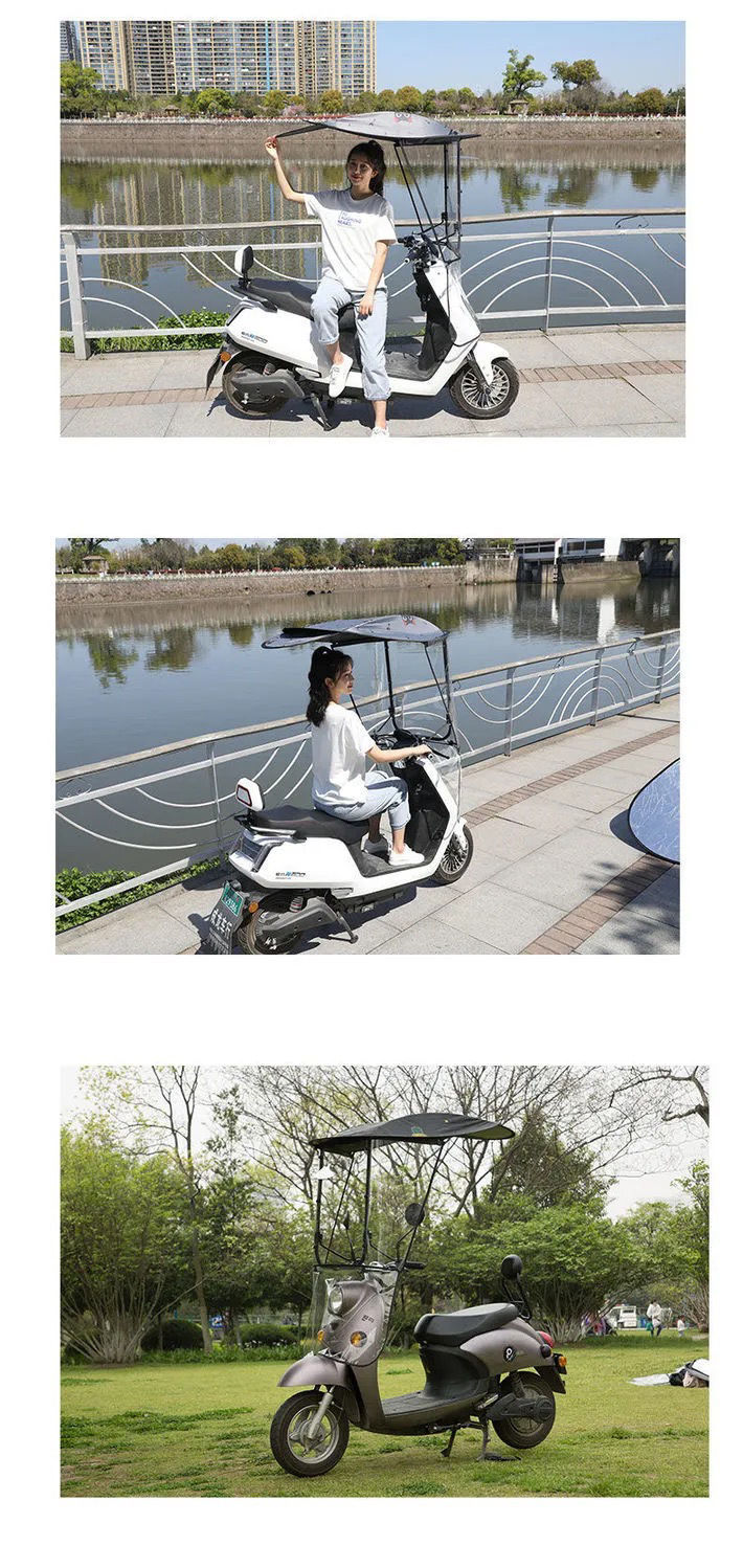 Half-length electric scooter rain canopy, electric vehicle sunshade, electric scooter umbrella stand, windproof hard-shield, L-shaped sun protection rain canopy