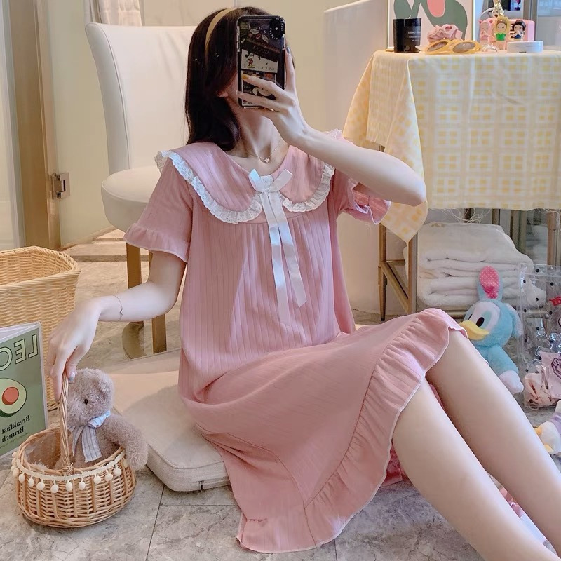 パジャマの女性の夏の半袖の子供の襟の甘いアンドロメダの宮廷の韓国版の学生のパジャマの女性の王女の風の家の服|undefined