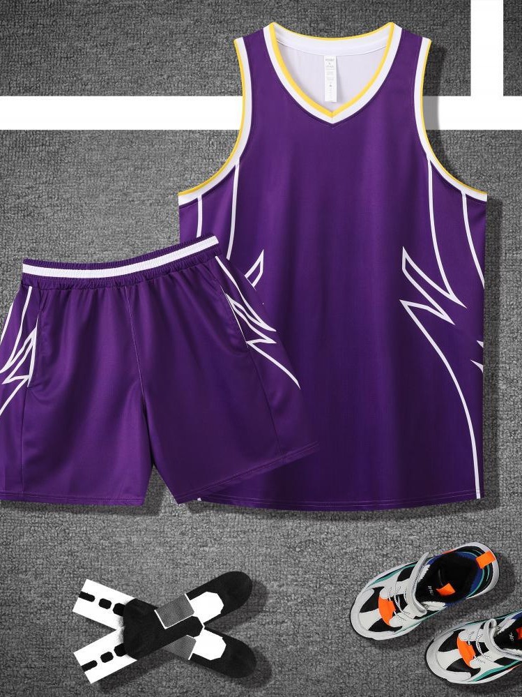 Nuevo juego de ropa de baloncesto infantil mayorista adulto hombre y mujer ropa de baloncesto de secado rápido impresa entrenamiento juego de deportes 1025