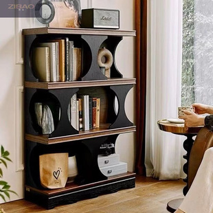 Zibao Second-Hand Bookshelf Multi-Layer Bookcase Living Room Display Cabinet Entrance Cabinet Walnut Color Home Storage Cabinet Bookcase