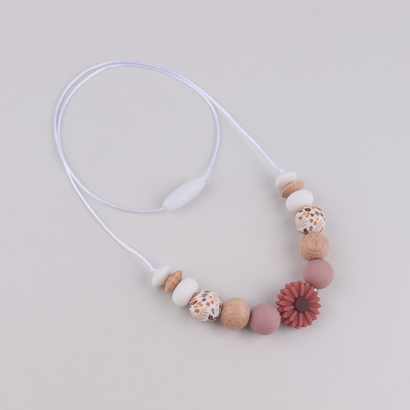 Fábrica nueva margarita collar de mordedor bebé palo molar collar de silicona collar madre