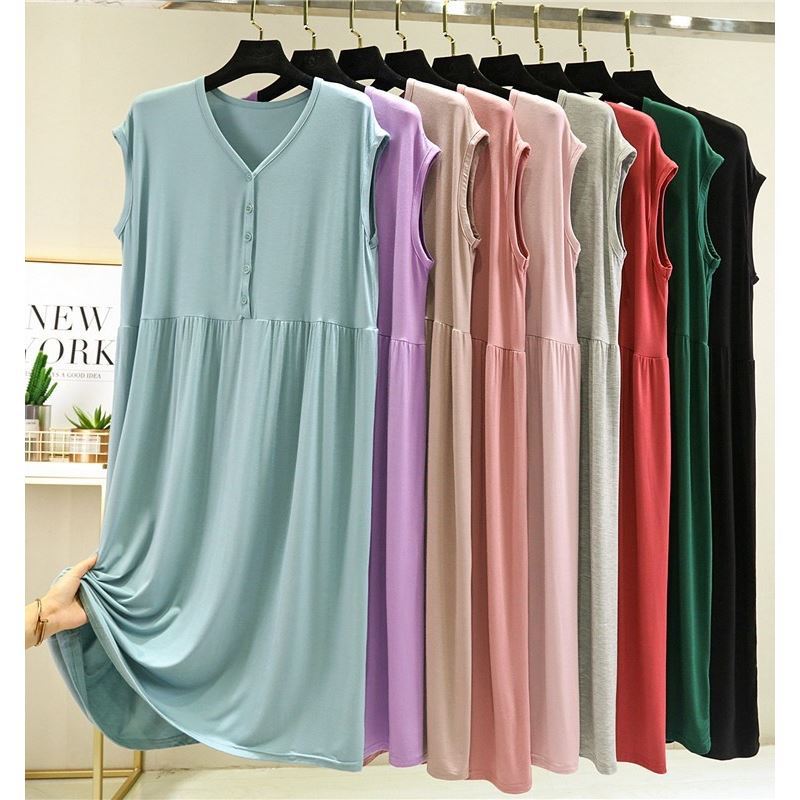 Pregnant Women Sleep Casual Home Clothes Large Size Can Be Worn Outside Ice Silk Women's Dress Summer Women's Nightgown Modal Wear Sleeveless