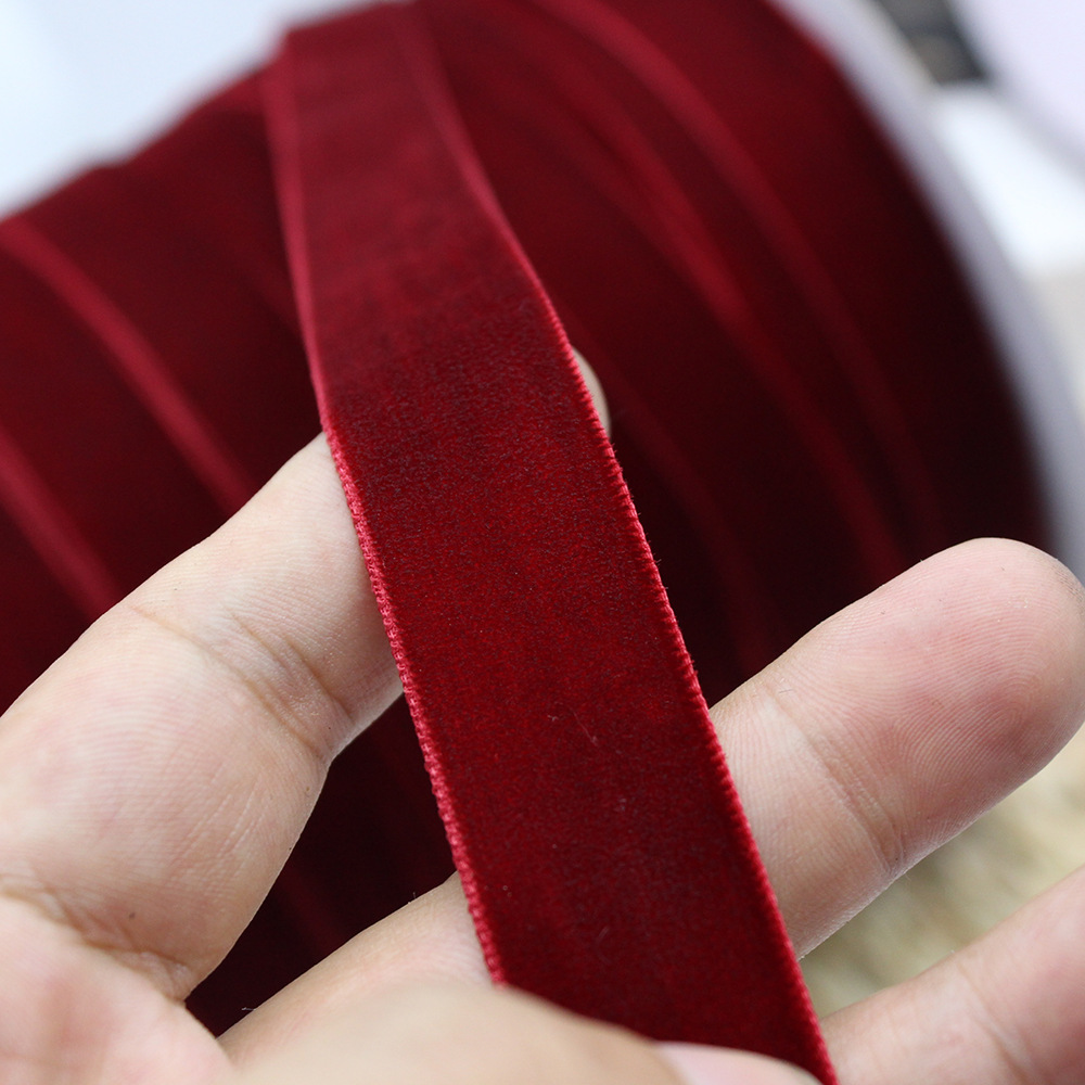2cm unilateral banda de flocado ropa hecha a mano DIY accesorios, regalo de pastel embalaje de seda de terciopelo