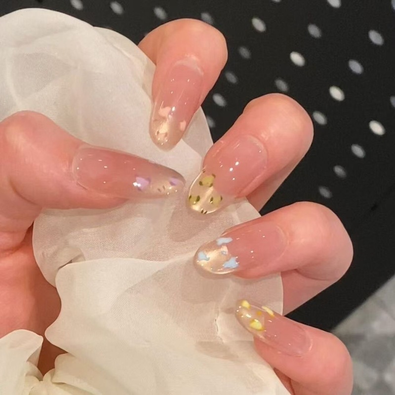 Painted Cat-Eye French Colorful Leopard Print Whitening Pure Desire Cute Handmade Wearable Manicure 10 Pieces Coded Handmade Nails