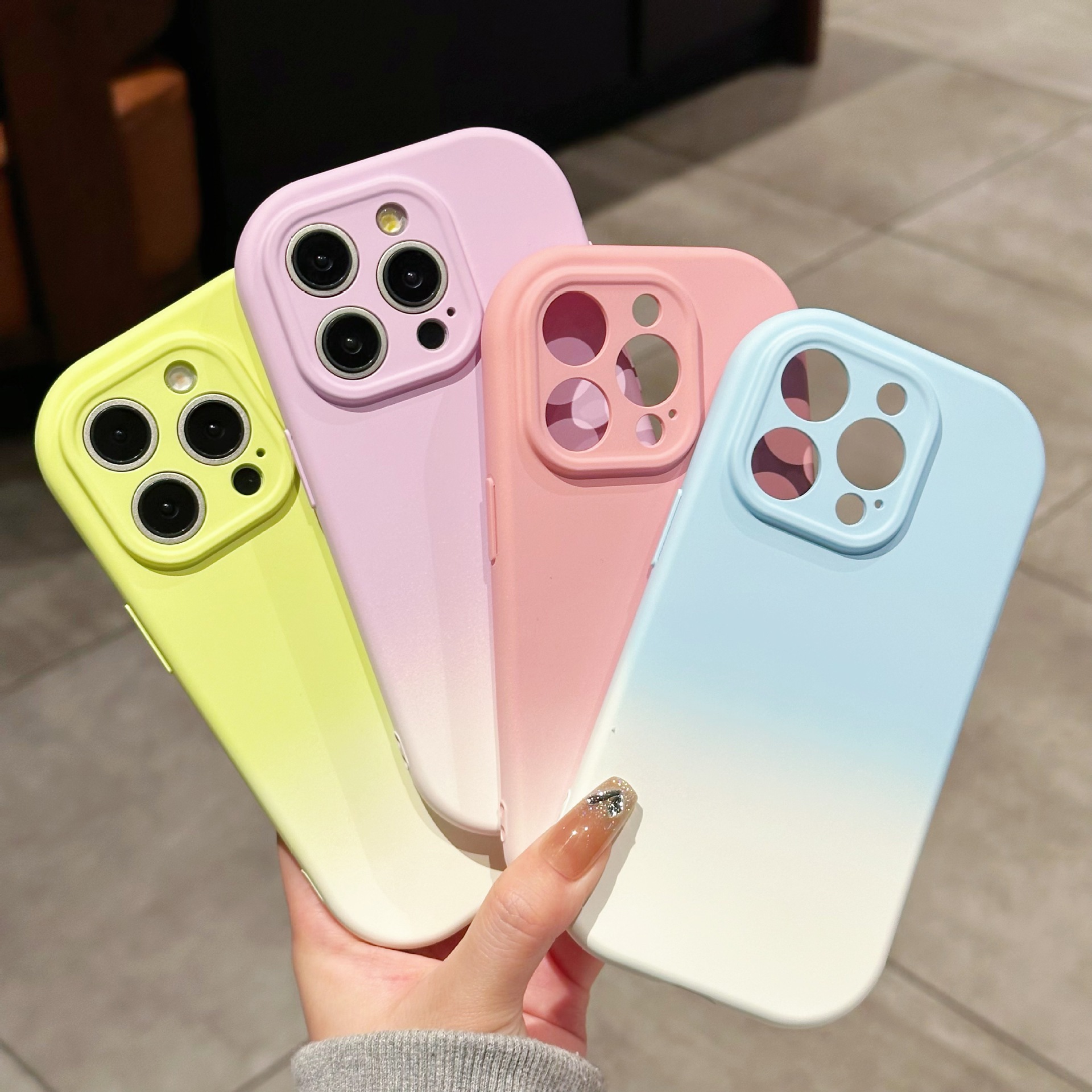 Funda para teléfono móvil 16ProMax de gradiente redondeado de alto valor ins 13 para Apple 14/15 nuevo iPhone 16 femenino