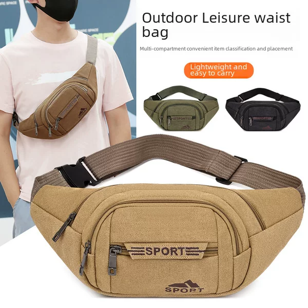 Canvas Waist Bag Men's Work Site Multifunctional Large Capacity Practical Waterproof Wear-resistant Mobile Phone Bag Cashier Business Bag