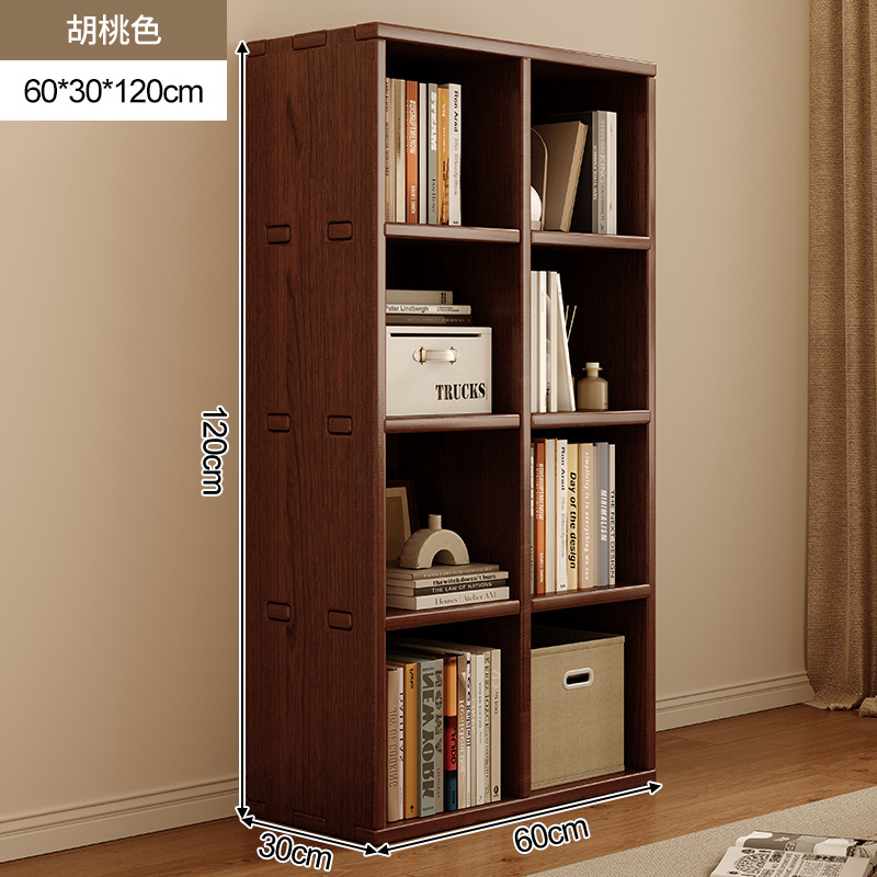 Estantería de madera maciza, estantería de pared completa, todo en la parte superior, sala de estar, color nogal, pared completa, vitrina para el hogar