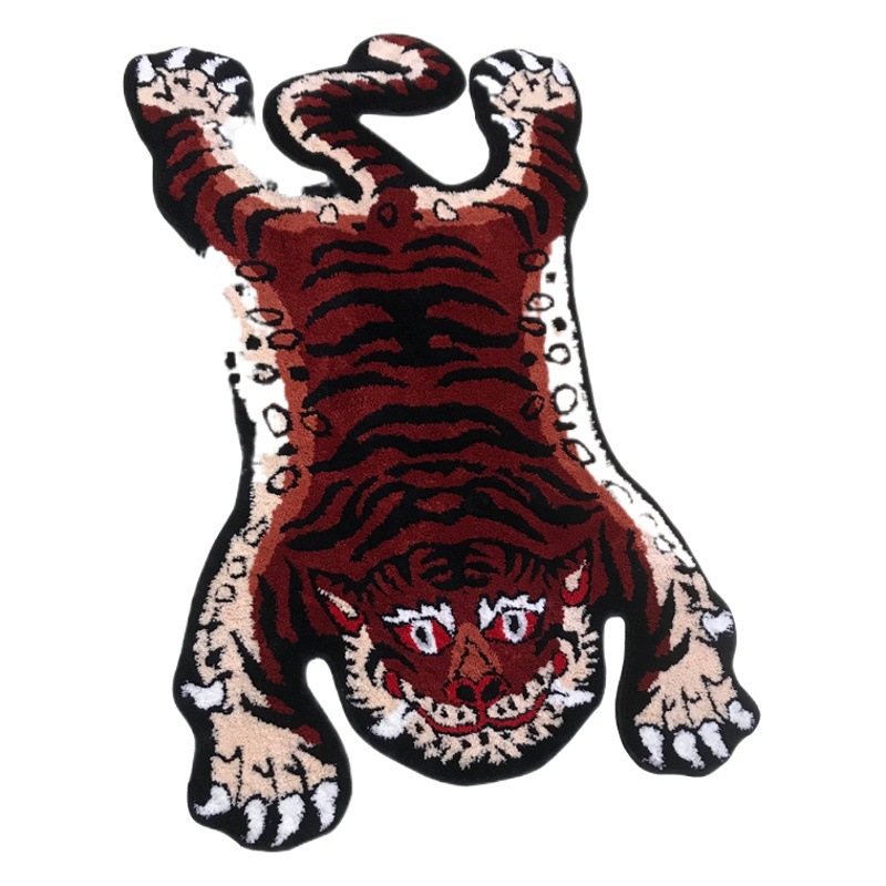Transfronterizo al por mayor de color marrón rojizo Tiger100 * 60cm Casa de la ciudad Tigre alfombra de peluche adornos de animales creativos