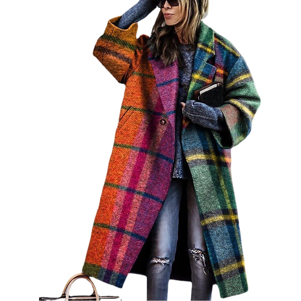 8753 nuevo estilo 2025 otoño europeo y americano comercio exterior transfronterizo ropa de mujer Amazon abrigo estampado de manga larga chaqueta de solapa image 1