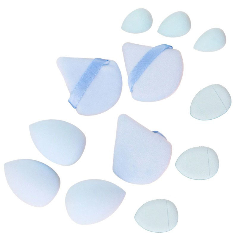 Juego de 12 piezas de huevo de belleza de color sólido popular transfronterizo, mini borla de polvo para pulgar, polvo suelto flocado, cojín de aire, huevo de maquillaje image 12