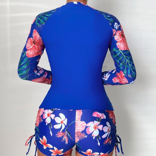 New-style export swimwear: Sexy printed sun-protection surf suits—Amazon & AliExpress split long-sleeve swimsuits in European and American styles