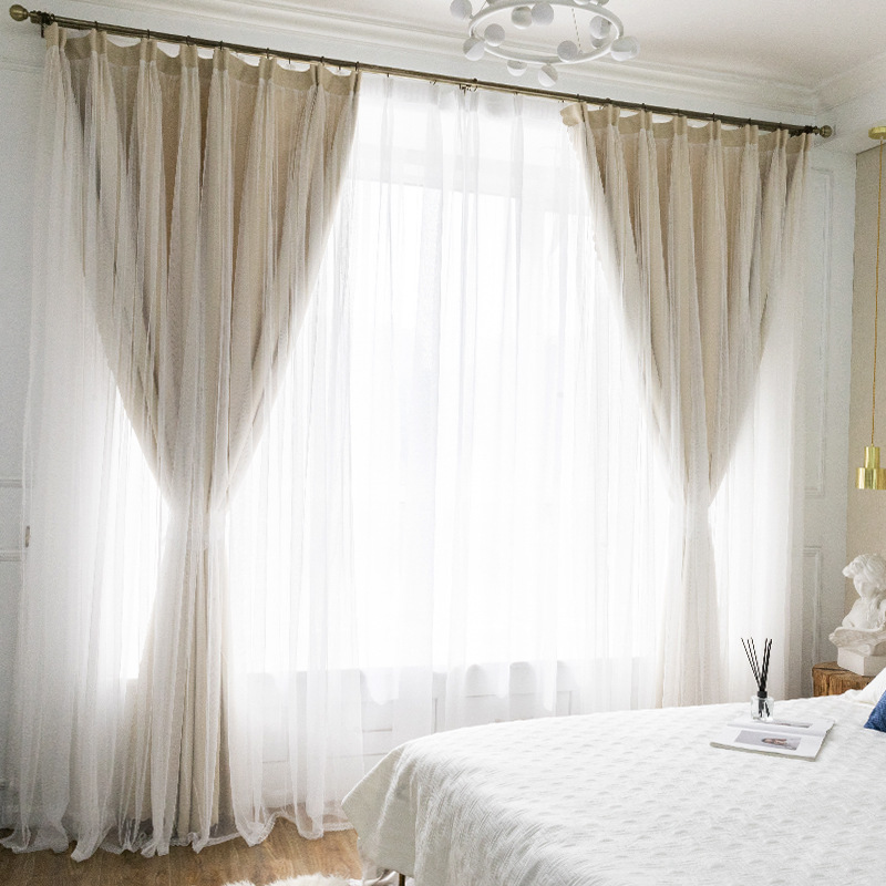 Internet celebridad cortina de sombreado hueco estrella dormitorio Punch-libre ins doble capa de luz de lujo ventana de la Bahía de cielo estrellado paño producto terminado al por mayor