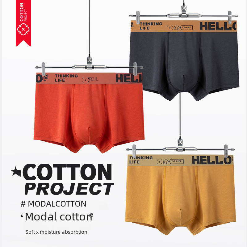【Hot Sale】New Summer Men's Underwear Men's Medium Waist Plus Size Modal Cotton Straight Leg Four-Corner Pants Factory Wholesale