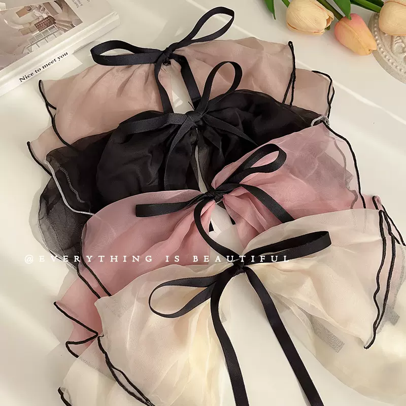 韩系多层网纱立体蝴蝶结头饰发夹后脑勺夹子娟纱发卡头饰夏季