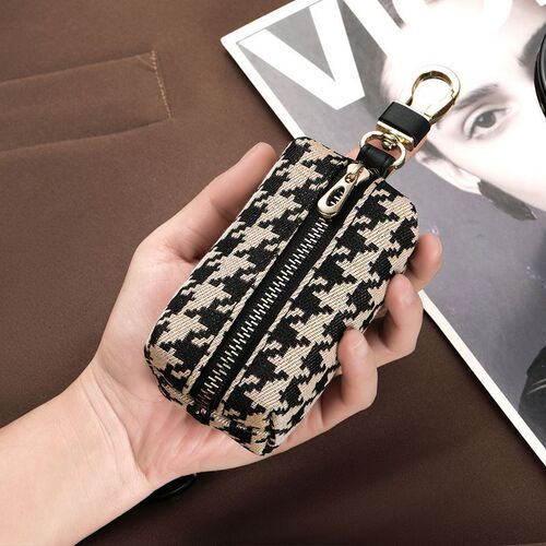 houndstooth key bag for women, simple large capacity waist hanging, multifunctional zipper change bag, card bag, card cover