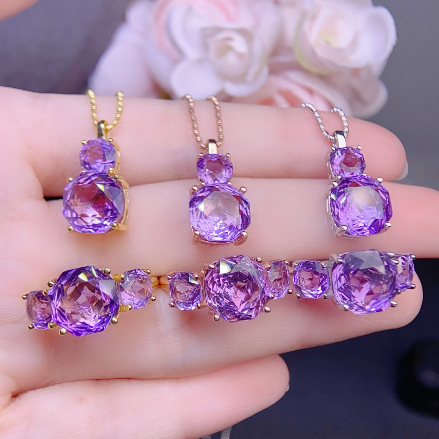 organic crystal pendant with amethyst