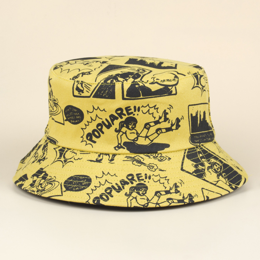 Letter graffiti fisherman hat hip-hop trendy skater hat double-sided…
