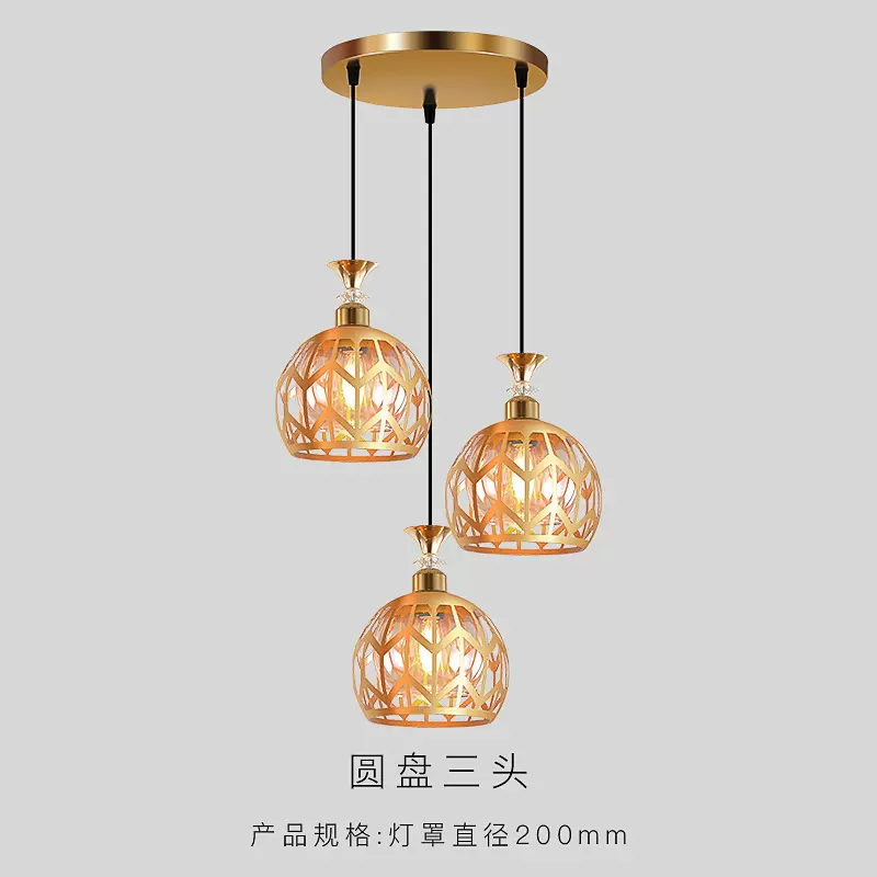 餐厅灯2022年新款北欧现代简约三头家用网红创意饭厅吧台南瓜吊灯