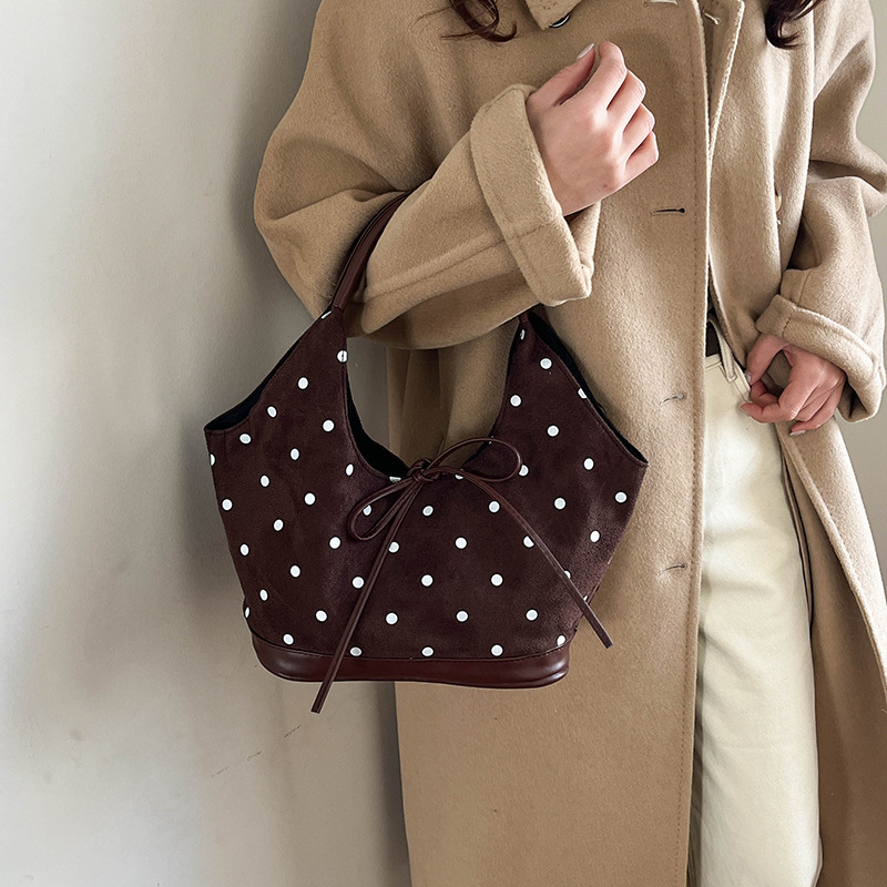 Trendy Polka Dot Large-Capacity Bag for Women 2025 New Model Versatile Shoulder Underarm Bag Casual Handbag Tote Bag