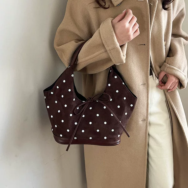 Trendy Polka Dot Large-Capacity Bag for Women 2025 New Model Versatile Shoulder Underarm Bag Casual Handbag Tote Bag
