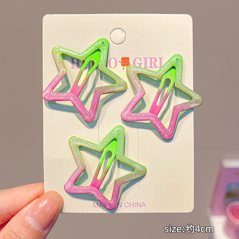 Color para niños lindo pequeño bb clip niña flequillo clip de cabello roto horquilla para bebé tocado de niña estrella horquilla