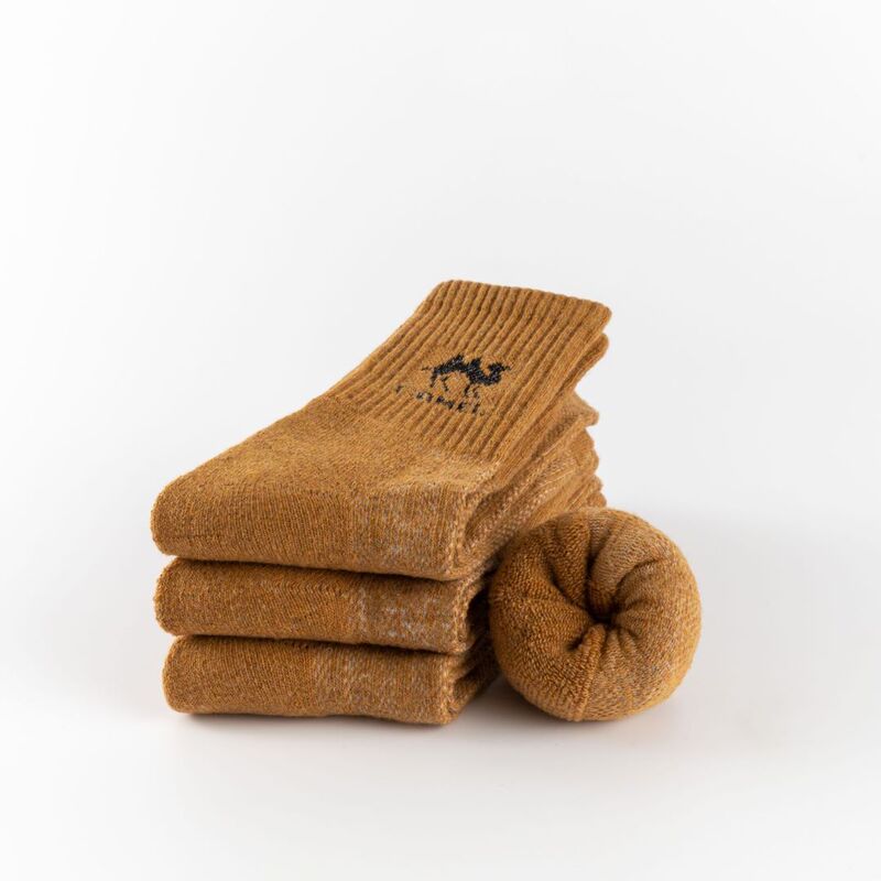 Wholesale Men's Winter Mid-Length Thickened Warm Terry Brushed Warm Camel Wool Socks Northern Wool Cold-Proof Socks