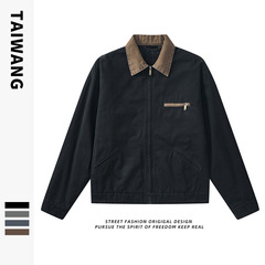 タイ王紳士服丨2025 アメリカンレトロクラシックジッパージャケット作業服秋冬メンズラペルウォッシュジャケットトップ
