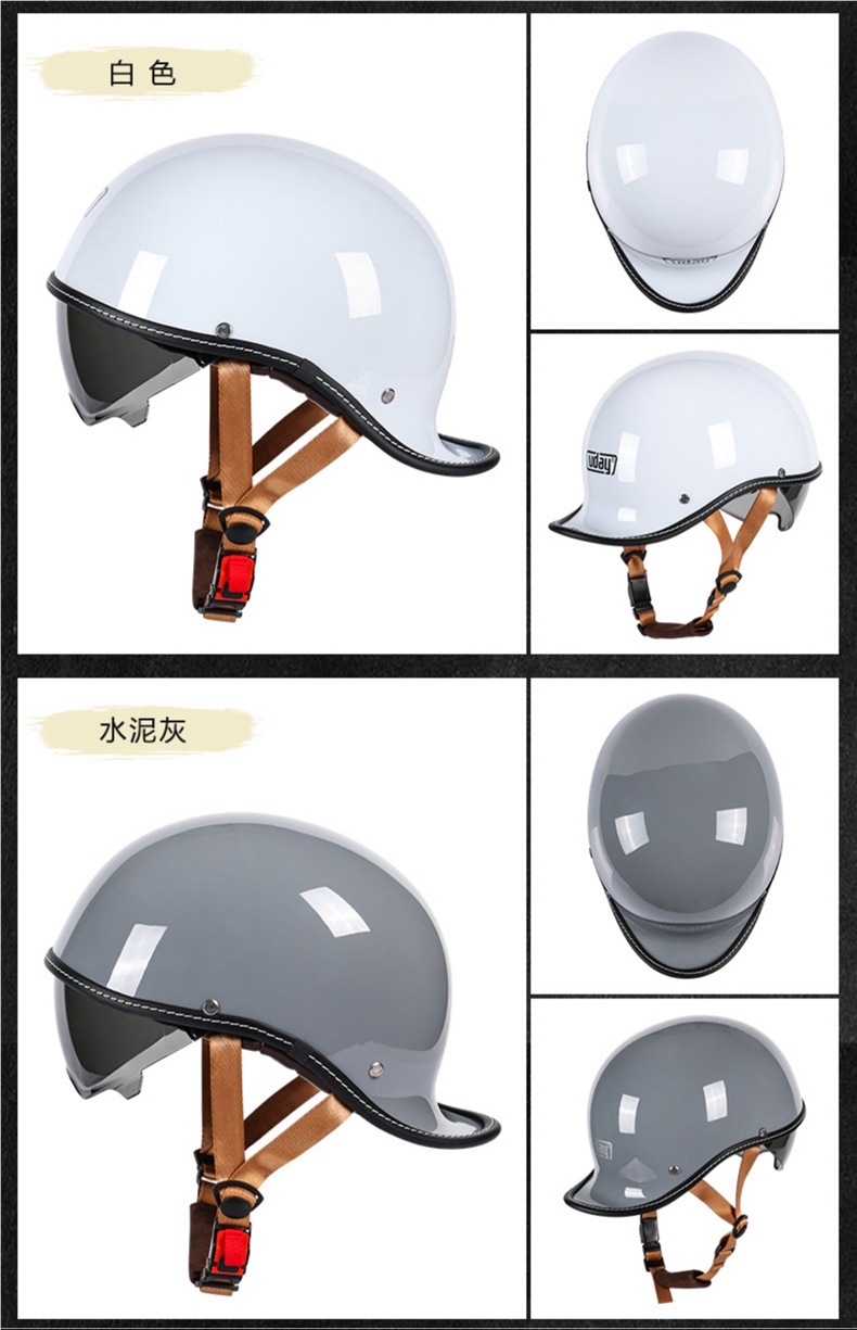 Vday Marvel Co-Branded Genuine Retro Helmet Scoop Helmet Large Size Half Helmet Electric Motorcycle Motorcycle Men and Women Summer