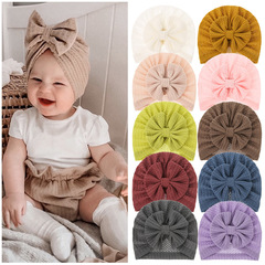European and American new baby knitted wool waffle bow children's pullover cap boat cap birthday gift ins