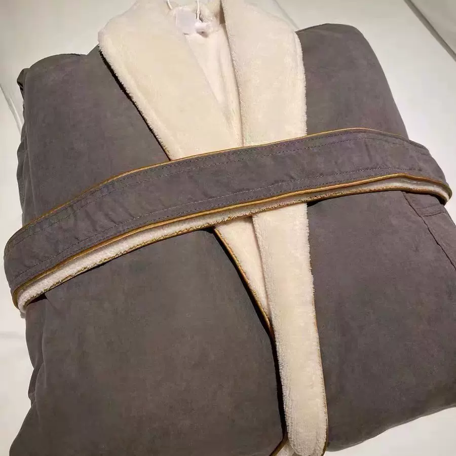 跨境外贸出口Hilton希尔顿酒店浴袍民宿磨毛晨袍高档双层情侣睡袍