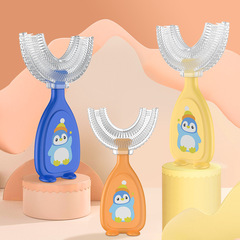New Manual Kids U-shaped Silicone Toothbrush Baby Sip-and-Suck Oral Cleaning 10,000-Hair Toothbrush Set