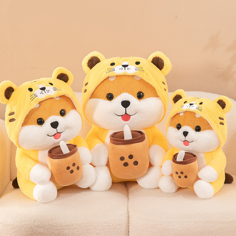Cute Milk Tea Dog Transformed into a Tiger Plush Toy Doll Corgi Dog Doll Pillow Girl Gift Cute Milk Tea Dog Transformed into a Tiger Plush Toy Doll Corgi Dog Doll Pillow Girl Gift