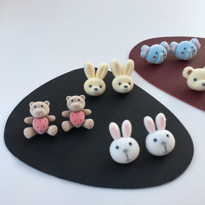Cartoon Style Animal Resin Stoving Varnish Womenu0027S Ear Studs 1 Pair