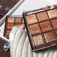 HERORANGE~ Nine-Color Chocolate Eyeshadow Palette with Glitter, Matt, and Fine Sparkles, Suitable for Beginners, Earthy Tone, Affordable