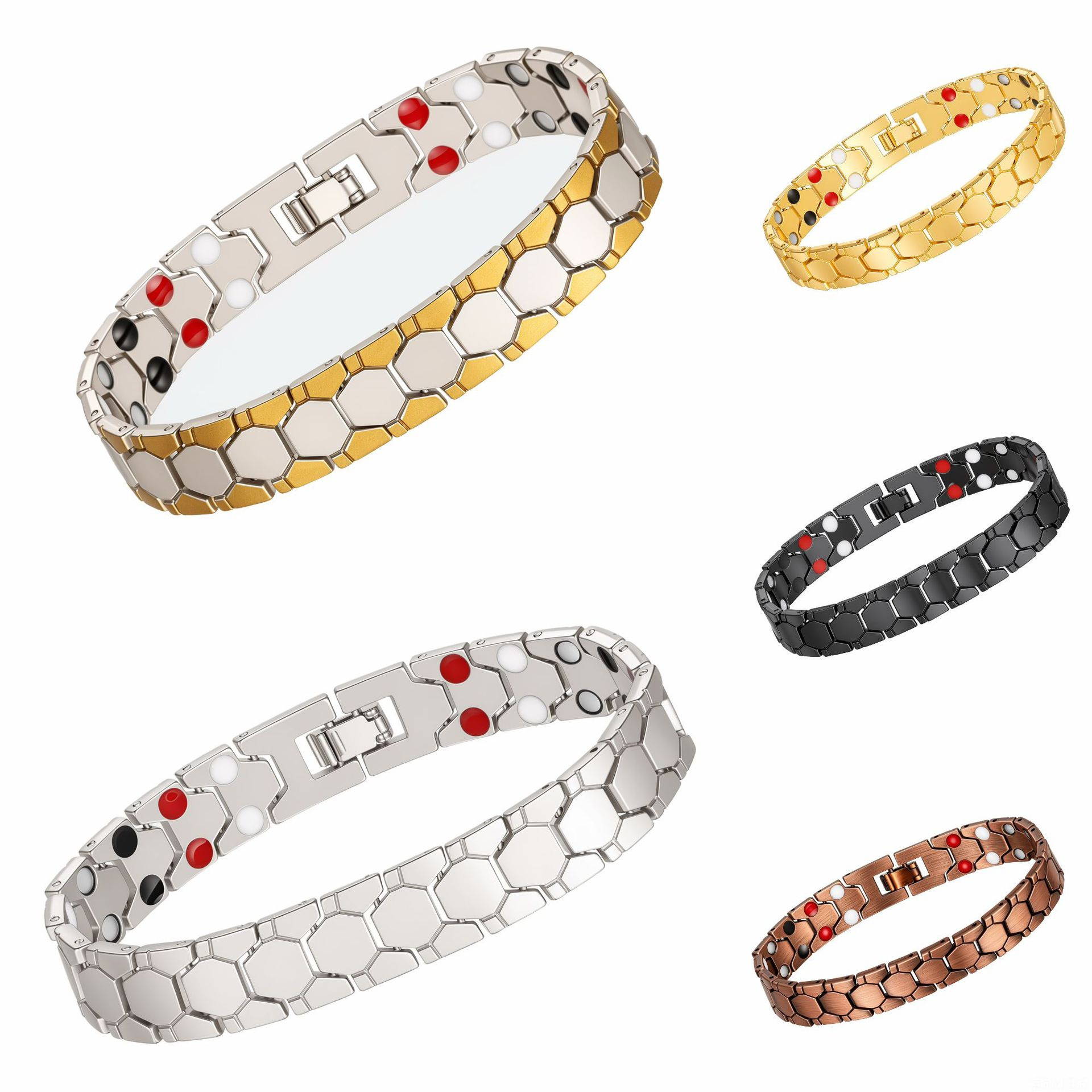 Cross-Border Spherical Hexagonal Bracelet Men's Magnet Four-In-One Narrow Version Detachable Men's Bracelet Couple Bracelet Wholesale