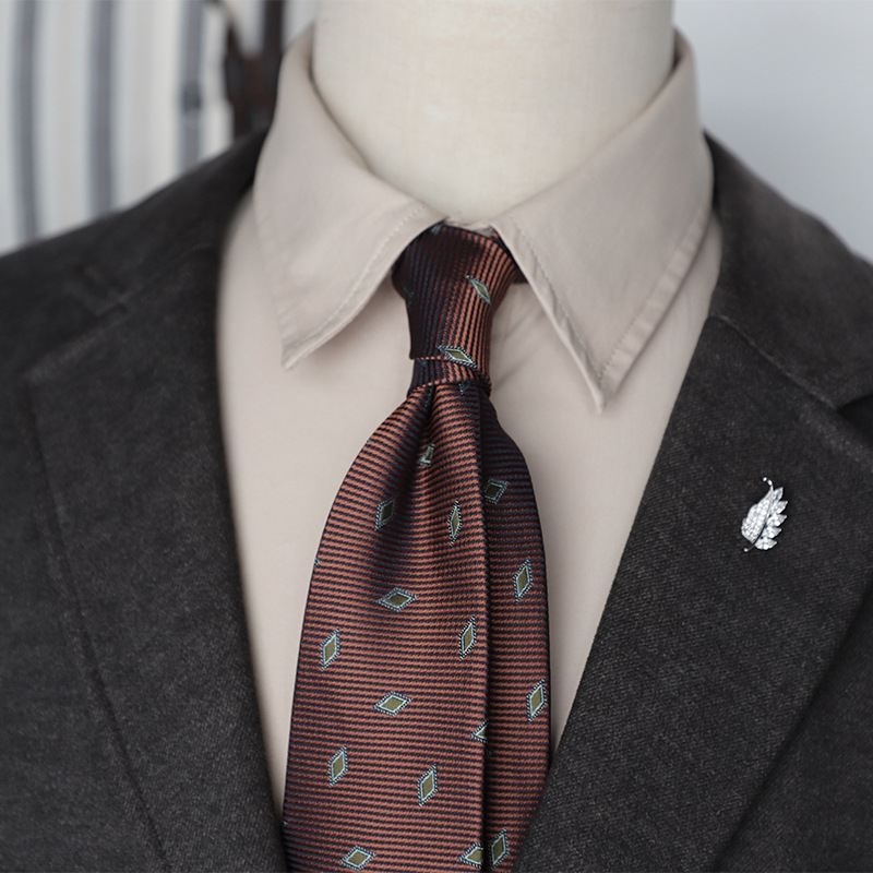 Corbata de hombre estilo retro a rayas verde oscuro café burdeos_voghion.com