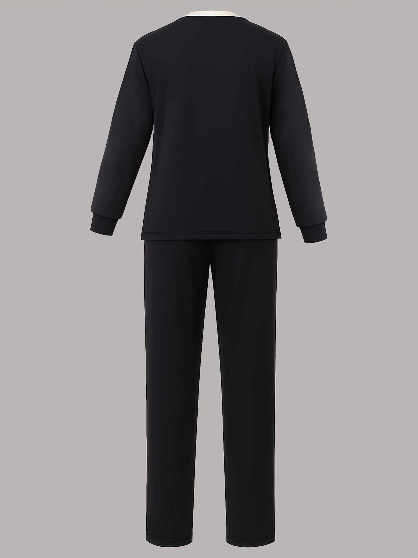 Women's European American Style Color Block Two Piece Set Long Sleeve Top with Heart Logo Drawstring Trousers Autumn Winter_ecoleips.com