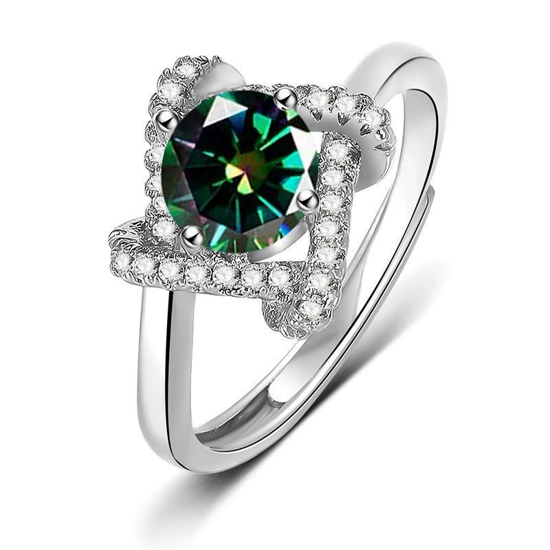 Горячий предпродажный стиль нового витка Four-leaf Crocodile Lucky Grass One Carat Imitation Moissanite Ring для женщин, доставка в одну штуку