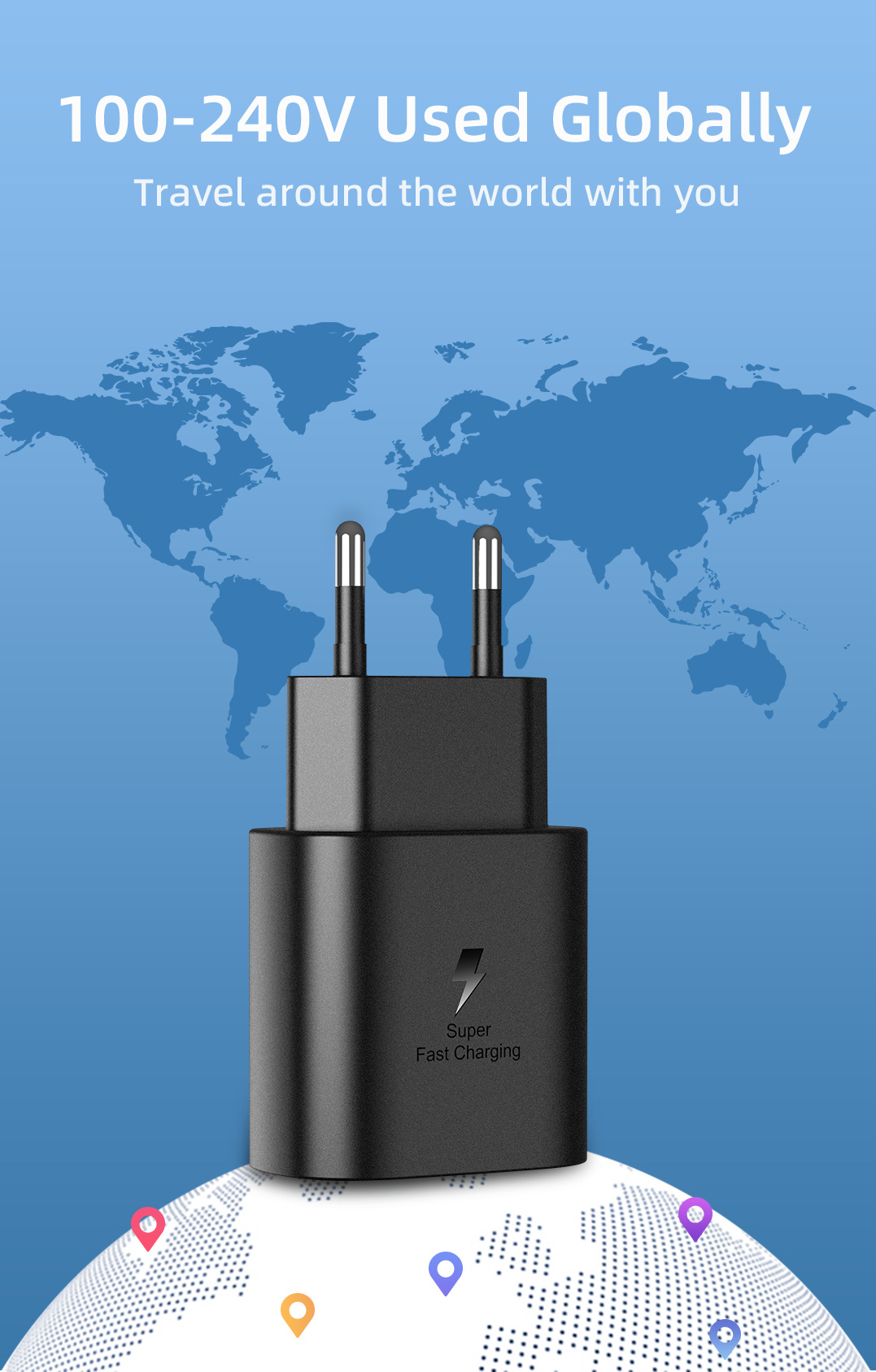 Chargeur de téléphone portable PD25W adapté au protocole Samsung S21/22PPS hea, charge ultra rapide noir stanar européen_voghion.com