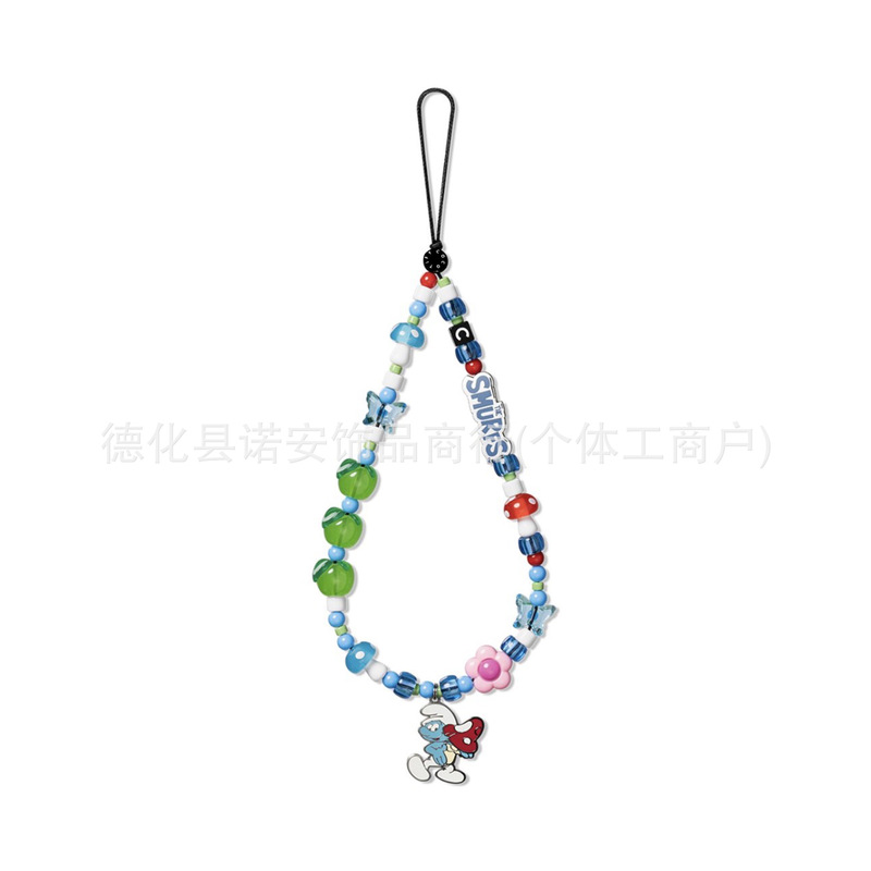 CASE联名Smurfs蓝精灵卡通串珠手机链潮流腕带手机壳挂绳挂件吊饰|undefined