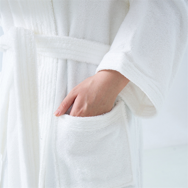 Hotel de cinco estrellas Albornoz algodón invierno toalla larga material espesado algodón absorbente blanco Hotel salón de belleza camisón
